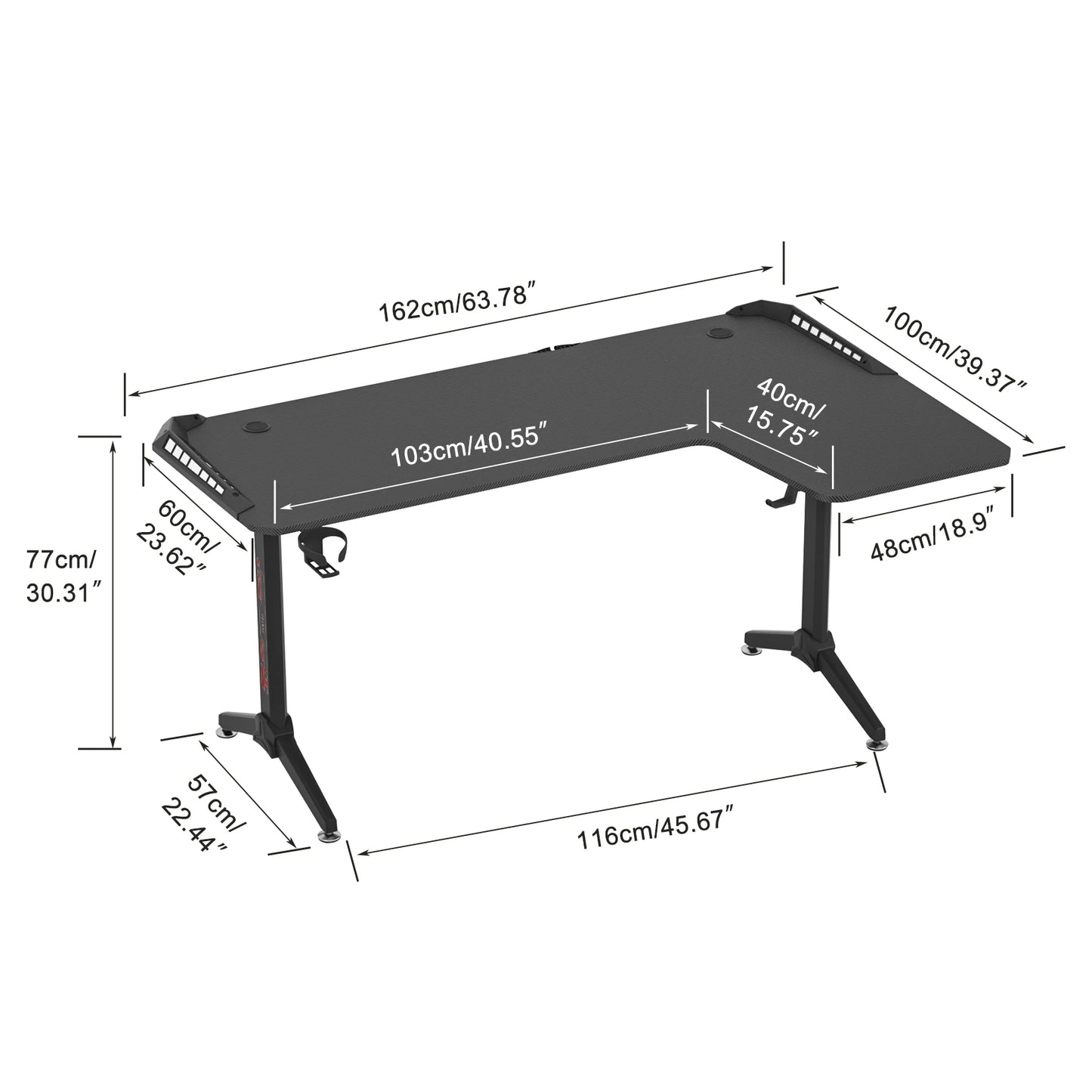 Central station carbone en L - Support casque et gobelet